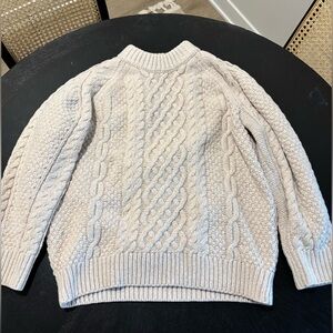 Flat White Sweater Medium Chunky Eclaired Cable Knit Sweater